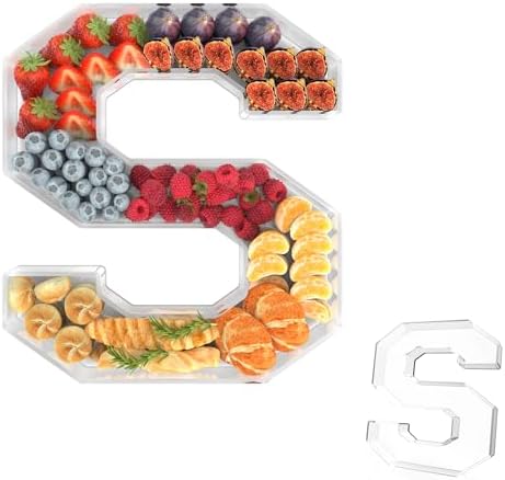13.8" Acrylic Letter Charcuterie Tray,Fillable Alphabet Box (Letter S)