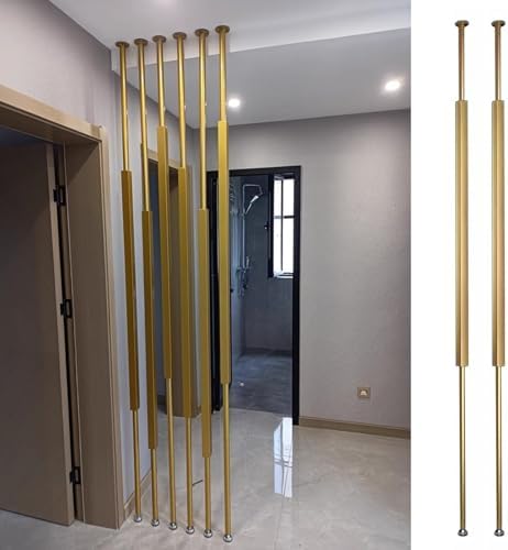 Room Divider Floor to Ceiling Room Dividers Pole - 2 Pieces, Gold Doorway Hotel Cubicle Cubicle Decor, DIY Separator Partition Bars with All Accessories(285cm/112.2in/9.4ft)