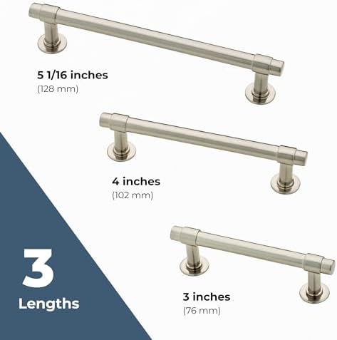 Franklin Brass Francisco (10-Pack) Cabinet Handles 5-1/16" Hole Center Pulls | Satin Nickel Hardware Kitchen Door, Drawers, Dressers, Furniture P29618K-SN-B