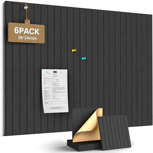 JBER Cork Board Alternative, 6 Pack 36" x 24" Felt Bulletin Board, Black