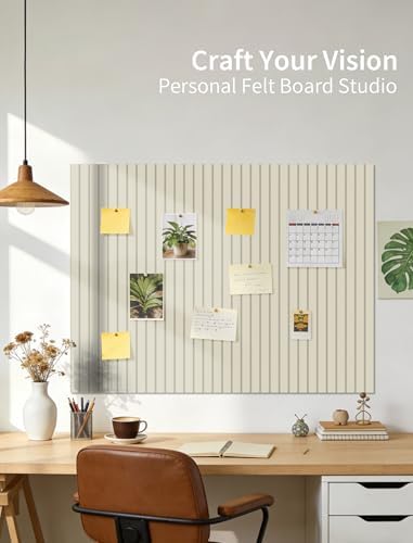 48" x 24" Cork Board Alternative, 8 Pack Felt Bulletin Board Tiles with 30 Adhesive Tabs Wall Push Pin Board for Office Classroom Bedroom Decor