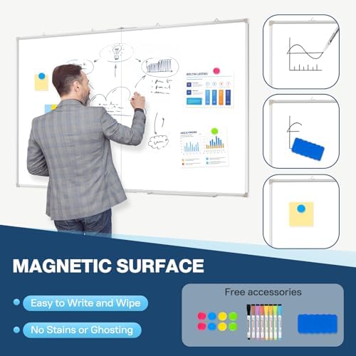 Double-Sided White Board Dry Erase Magnetic Whiteboard Wall 60x40 Foldable