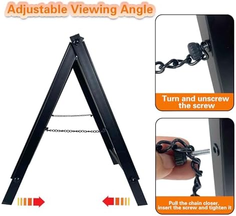 24”x36" Premium Heavy-Duty A-Frame Sign Stand – Holds 2 Insert Boards + 1 Hanging Sign | Weatherproof Sidewalk Sign Holder for Business, Real Estate, Restaurants & Events (STAND ONLY) (4)