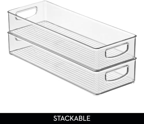 iDesign Slim Extra Long Clear Storage Bin, 2-Count, 16 x 6 x 3 (Pack of 2)