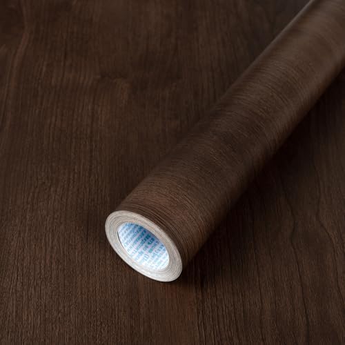 Abyssaly Wood Contact Paper, Brown Walnut Wood Grain Peel and Stick Wallpaper for Countertops, Self Adhesive Removable Wood Viny Film Easy to Clean for Cabinets Desks and Drawers15.7 X 236"