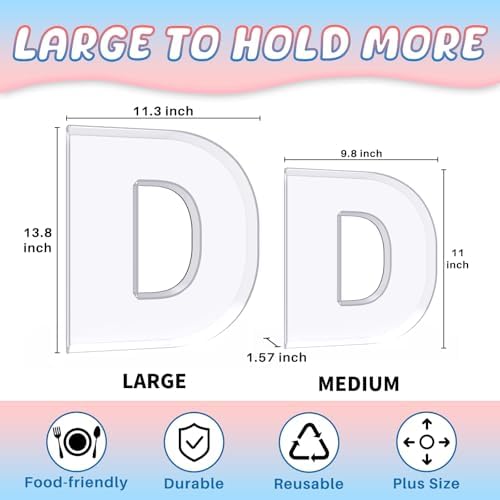 13.8" Extra Large Acrylic Letter Charcuterie Board Box, Reusable Fillable Letter Cake Candy Dish Display Serving Tray for Birthday Anniversary Party Decoration (D)