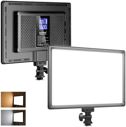 NEEWER 192 LED Video Light Panel, 20W Ultra Thin Bi Color Dimmable DSLR Camera Soft Light, 4000mAh Lithium Battery, 3200K-5600K CRI97+, Key Lighting for Studio Photography Recording Streaming