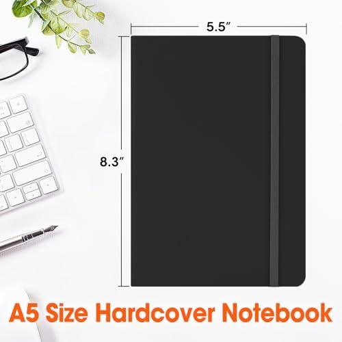 24 Pack Lined Journal Notebook for Work, 200 Pages, Medium 5.5 in x 8.3 in, A5 College Ruled, Hardcover Journaling Notebooks for Writing, Note Taking, Fit for Business Work School Home (Black)