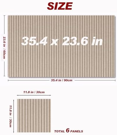 Large Felt Wall Tiles Cork Boards for Office Cubicle, 35"x23.6" Felt Bulletin Board Tiles Pin Board for Walls Home Decor, Noise Reduction Boards Panels for Photos Memos, 6-Pack, Dark Camel