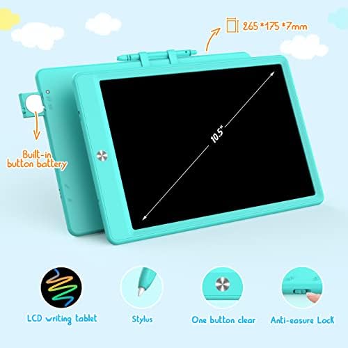 BUKEBU LCD Writing Tablet Doodle Board, Colorful Drawing Pad, Electronic Drawing Tablet, Drawing Pads,Travel Gifts for Kids Ages 3 4 5 6 7 8 Year Old Girls Boys (10.5 inch, Blue&Yellow)