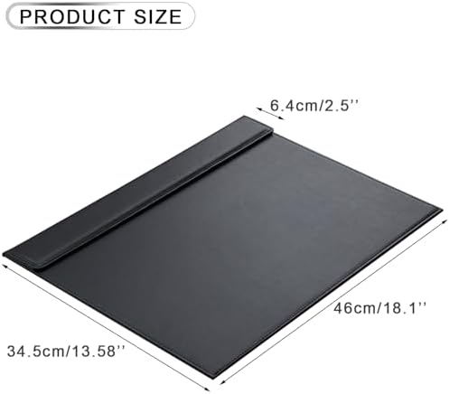 KINGFOM 18''x14'' Large Rectangle A3 Desk Writing & Drawing Desk Pad &Board Table Protector Mat with Paper Clip on Top Black