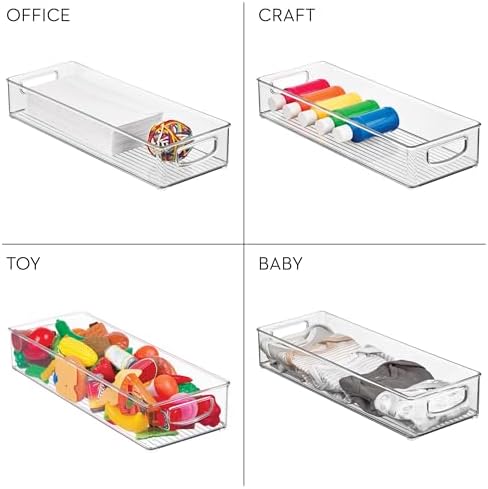 iDesign Slim Extra Long Clear Storage Bin, 2-Count, 16 x 6 x 3 (Pack of 2)