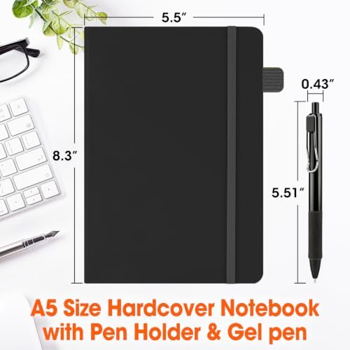 20 Pack Lined Journal Notebook with Pen, A5 Hardcover Leather Journal 5.5"*8.3", Black 136 Pages College Ruled Notebooks and Pen Set for Office School Business Supplies