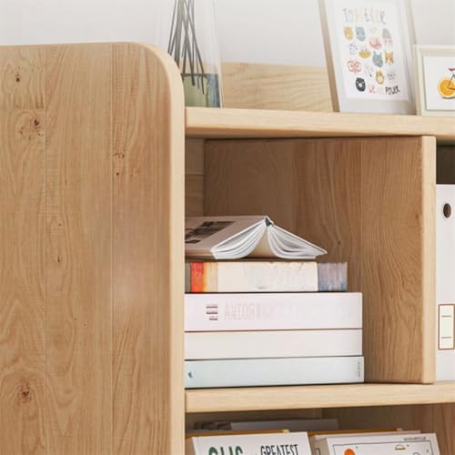 Unfinished Color Pine Book Rack 2/3/4-Tier Storage Solid Wood Cabinet, Pine Wood Storage Shelving Unit 8-Compartment Square Grid Cabinet Low Bookshelf Natural Finish 55.1"L x 9.4"W x 47.2"H