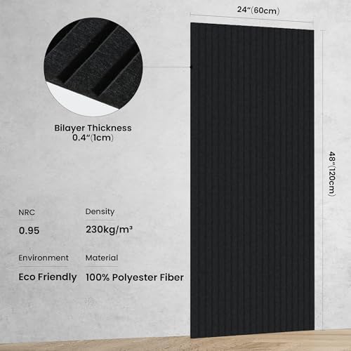 TO-TH Large Acoustic Panels Noise Reducing Sound Wall Panel 10 Pack, Black