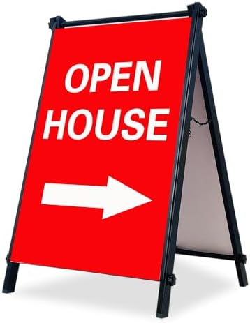 24”x36" Premium Heavy-Duty A-Frame Sign Stand – Holds 2 Insert Boards + 1 Hanging Sign | Weatherproof Sidewalk Sign Holder for Business, Real Estate, Restaurants & Events (STAND ONLY) (3)