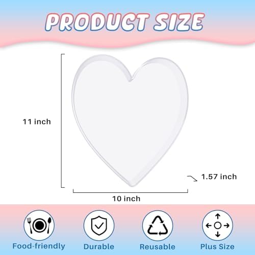 11" Acrylic Heart Shaped Charcuterie Board, Heart Plates for Dessert Appetizer Display, Love Serving Tray for Valentines Day Birthday Anniversaries Table Decorations Supplies