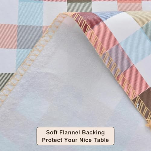 LIBERECOO Heavy Duty Vinyl Tablecloth with Flannel Backing Waterproof Oil-Proof Plastic Table Cloth Stain-Resistant Wipeable Rectangle or Square Table Cover for Indoor and Outdoor 60 x 84 Inch