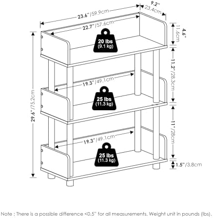 Furinno Turn-N-Tube 3-Tier Oak Storage Shelves with Side Panels, Book Shelf, Display Shelf, for Organization and Storage, Living Room, Home Office, Brown Oak