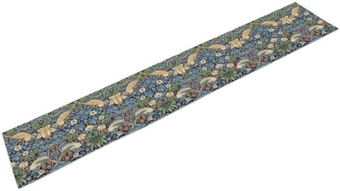 William Morris Floral Table Runner, Vintage Flowers Botanical Printed Table Runner for Home Kitchen Dining Table Decoration,13x70 Inch Strawberry Thief