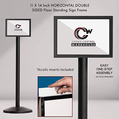 CCW 11 X 14" Horizontal Pedestal Floor Sign Frame, Polished Stainless Steel