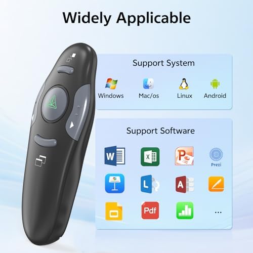 Presentation Clicker for PowerPoint, Wireless Presenter Remote with Case