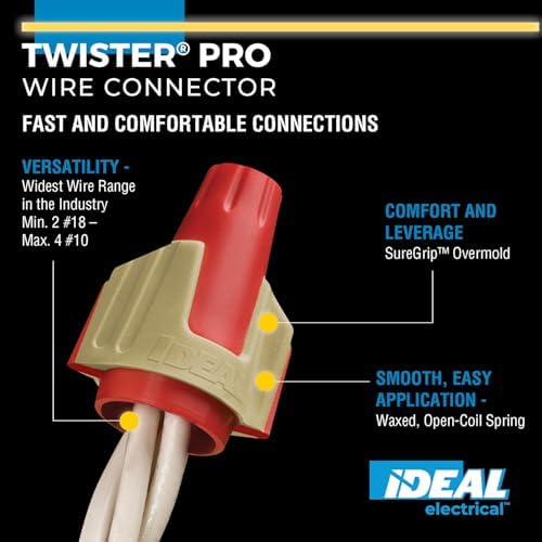 IDEAL Electrical Twister PRO (30-644J) Red/Tan 8 AWG Wire Connectors, 500ct
