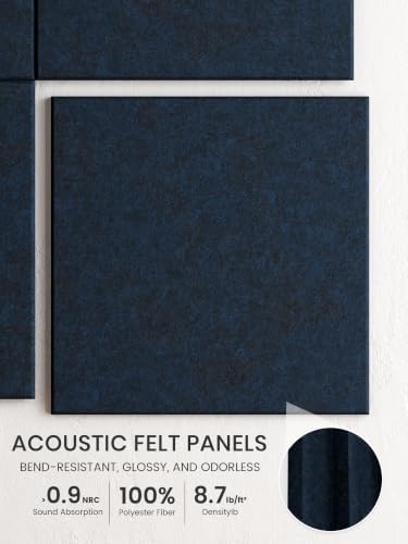 Bumusty 36"x 24" Large Felt Bulletin Board Tiles, Carbon Blue