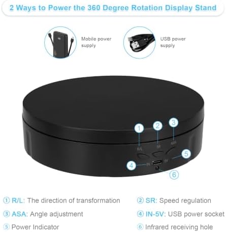 Remote Motorized Rotating Display Stand, Electric Rotating Platform with 5.74/7.08/8.66in Replacement Covers, 3 in 1 Turntable with Rechargeable Battery for Live Streaming Video Shoot Photography