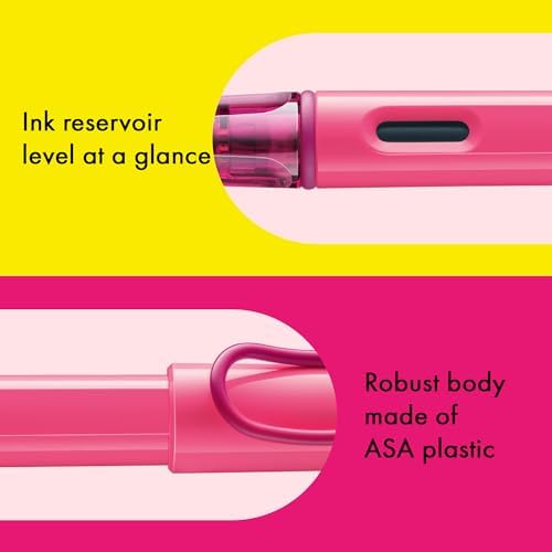 LAMY safari neonpink - Fountain Pen with ergonomic grip & polished steel nib in size F - ideal for any Writing & Calligraphy - including LAMY T 10 blue cartridge - Right-Handed