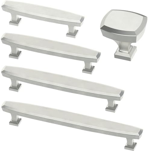 Franklin Brass 10 Pack Brushed Nickel Cabinet Handles 5-1/16 inch (128mm) Kitchen Cabinet Handles and Drawer Pulls for Cupboards and Dressers |Beveled