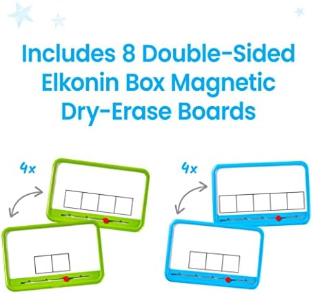 hand2mind Elkonin Boxes Magnetic Dry Erase Boards and Lowercase Alphabet Chips Sets for Literacy Learning