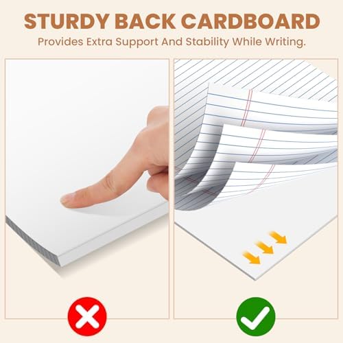 24pcs Legal Pads 8.5 x 11, Perforated White Notepad 8.5x11, 50Sheets/Pad