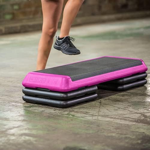 The Original STEP Exercise Step Platform, Health Club Size Stepper for Exercise at Home with 4 Stackable Risers for Height Adjustments