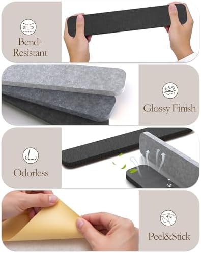 JBER Felt Strip Board 13" x 2", 8 Pack Cork Board Alternative, Ashen Mist