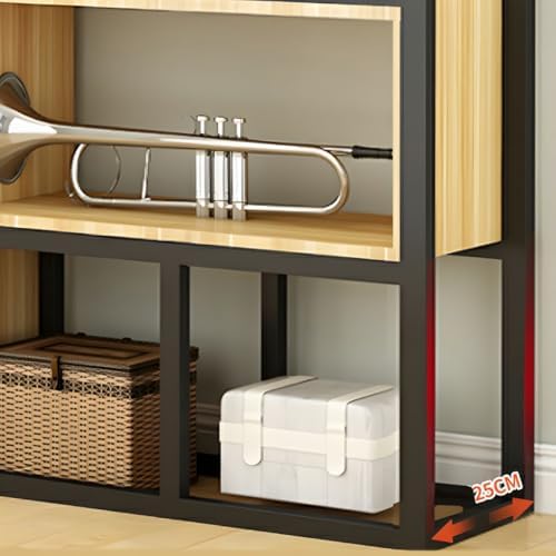 Wood Industrial Cube Bookcase with Shelves & Open Back Iron Bookshelf Floor Steel & Wood Shelf Multi-Layer Shelf Storage Rack Office Partition Display Rack Natural 47.2" L x 9.8" W x 63" H