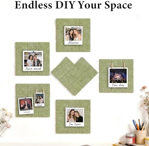 Large Felt Bulletin Board for Walls: 6-Pack Black Cork Board Alternative 11.8x11.8 Inch Peel and Stick Pin Board Wall Decor for Home Organization, Office Memo Board, Self-Adhesive Wall Tiles