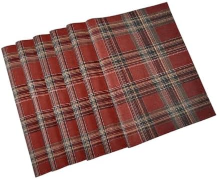 ALAZA Red Plaid Tartan Set of 6 Placemats Rectangle Table Mat for Dining Table Restaurant Kitchen Home Decor, 12" x 18"