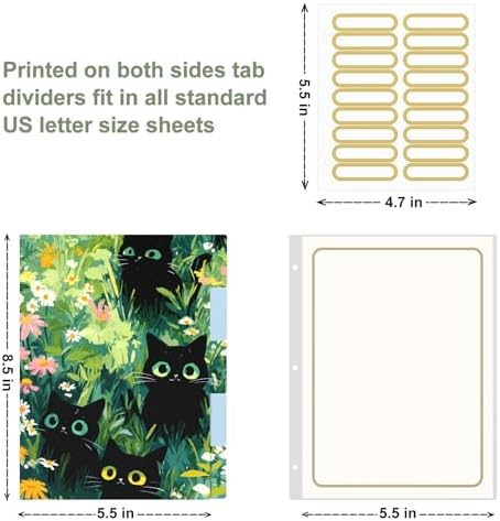 Rouidr Mini 3 Ring Binder with clipboard, 1 inch Round Binder Organizer, 8.5"x5.5" Cute Binder with 5 Dividers Tabs & Clear Sleeves, School Supplies, Office Supplies