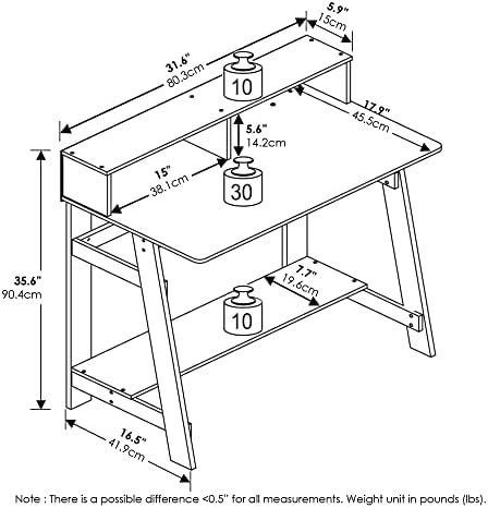 31.6 Wide Gaming Desk with Monitor Stand, A Frame Computer Desk with Shelf, Office Desk for Dorm, Home Office, Study Room, Bedroom, Amber Pine