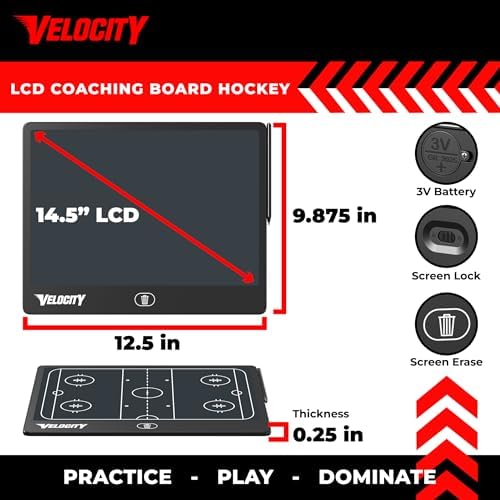 Velocity - Men's Lacrosse LCD Coaching Board - Black