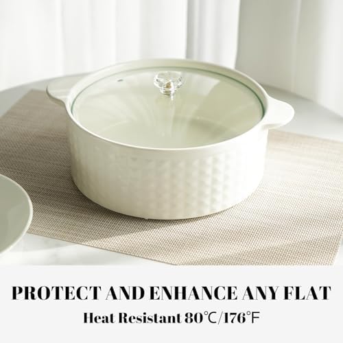 Placemats Set of 8 Vinyl/Plastic Woven Place Mats for Kitchen Table Indoor/Outdoor Washable Placemat Wipeable Dining Table Mats (Beige,8)