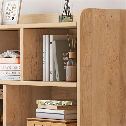 Unfinished Color Pine Book Rack 2/3/4-Tier Storage Solid Wood Cabinet, Pine Wood Storage Shelving Unit 8-Compartment Square Grid Cabinet Low Bookshelf Natural Finish 39.4"L x 9.4"W x 47.2"H