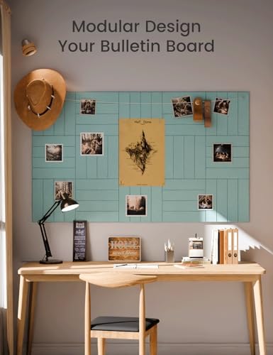 Fluxynara Felt Bulletin Board & Cork Board Alternative, Aqua Blue