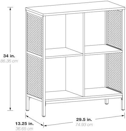 OSP Home Furnishings Ace Contemporary Modern Storage Bookcase with Shelves, 2- Shelves, 4 Cubes, Ozark Ash Finish