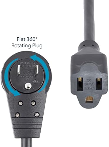 StarTech.com 6ft (2m) Power Extension Cord - 360° Rotating Flat Plug Extension Cord - NEMA 5-15P to NEMA 5-15R, 16 AWG, 125V/13A - Black Short 3-Prong Power Extender Cable (RTPAC1016) (Pack of 2)