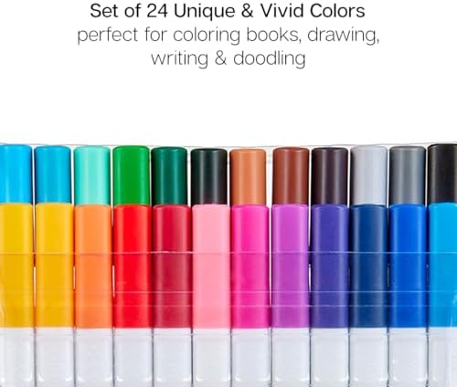 KINGART Studio Fine Line Pens, 24 Colors Set, 0.4mm Ultra Fine Tip for Drawing, Sketching, Journaling, Adult Coloring, & Art Projects, Water-Based Ink, Non-Bleeding.