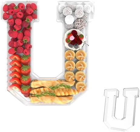 13.8" Acrylic Letter Charcuterie Tray,Fillable Alphabet Box (Letter U)