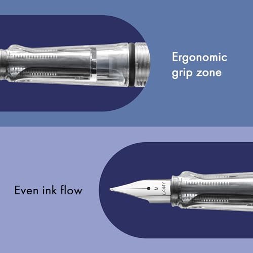 LAMY safari vista - Fountain Pen with ergonomic grip & polished steel nib in size EF - ideal for any Writing & Calligraphy - including LAMY T 10 blue cartridge - Right-Handed