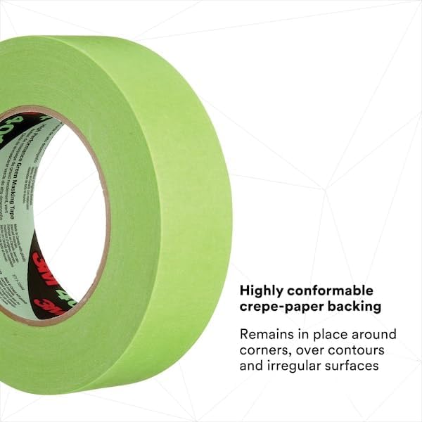 3M 401+ 2" x 60yd High Performance Masking Tape - 2" x 60 Yards Roll, Crepe Paper, Green